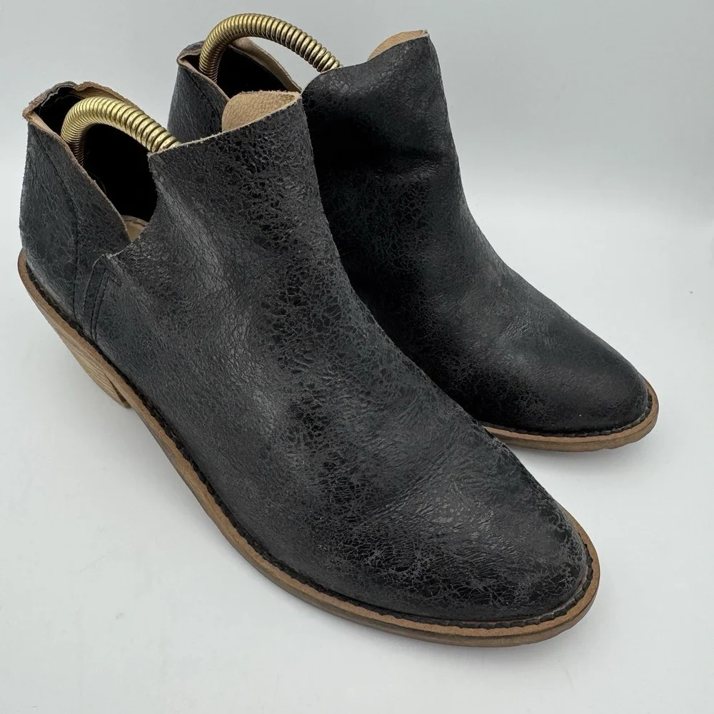 KELSI DAGGER Ankle Boots‎ Booties Sz 6 Black Leather Crackled Finish